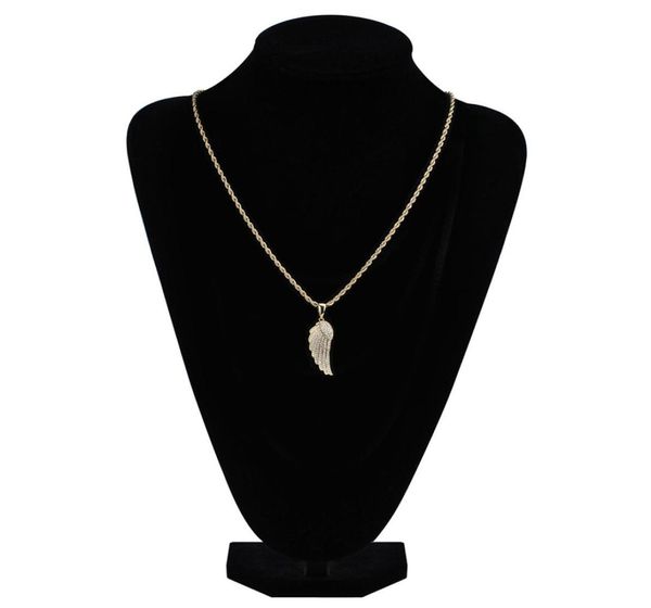 Fashiongold Белое золото замаджило CZ Lovers Lovers Angel Counglace Chaine Chain Hip Hop Feather Rapper Disterry For Fo8515618