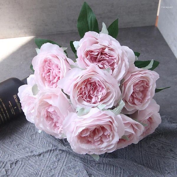 Dekorative Blumen Faux 10 Kopf Peony Bouquet Seidenblume Peonies Braut Hochzeitshalle Arrangement Haus Accessoires Wohnzimmerdekoration