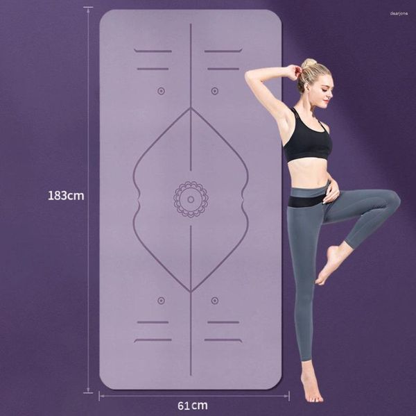 Travesseiro de 6 mm TPE Yoga Mat Anti-Skid Idodless Camada dupla pura e linha de posição Alta densidade Materiais ecológicos rebote