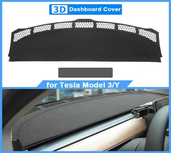 Für Tesla Model 3 Y Dashboard -Schutzschutzabdeckung Nonslip Sun Shade Dash Brettmatten Nubuck Leder Sonnenschutz Pads Auto Innenraum Zugang 2324567