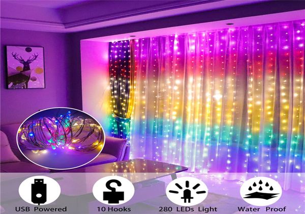 3M USB Rainbow String Light Led Fairy Garland Curlement для праздничной вечеринки Новое годом рождественское украшение дома спальня Lamp3391623