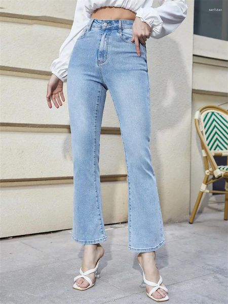 Frauen Jeans 2024 Harajuku Vintage Frauen Frühling Herbst ausgestattet hohe Taille dehnbare Denim Damen Boot Schnitt Y2K Hosen