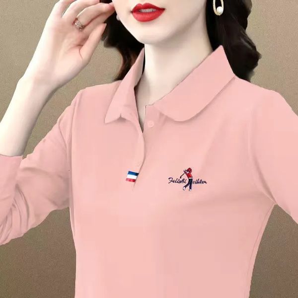 Ladies Golf Wear Tees Spring Summer Fashion Вышивая рубашка поло на открытом воздухе спортивные женщины отворотная одежда футболка 240416