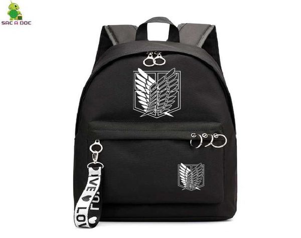 Attacco a Titan Black Burse Burse Blacks Floral Stamping Backpacks Backpack Anime Borse Anime School per laptop per ragazze adolescenti Mochilas X02638240