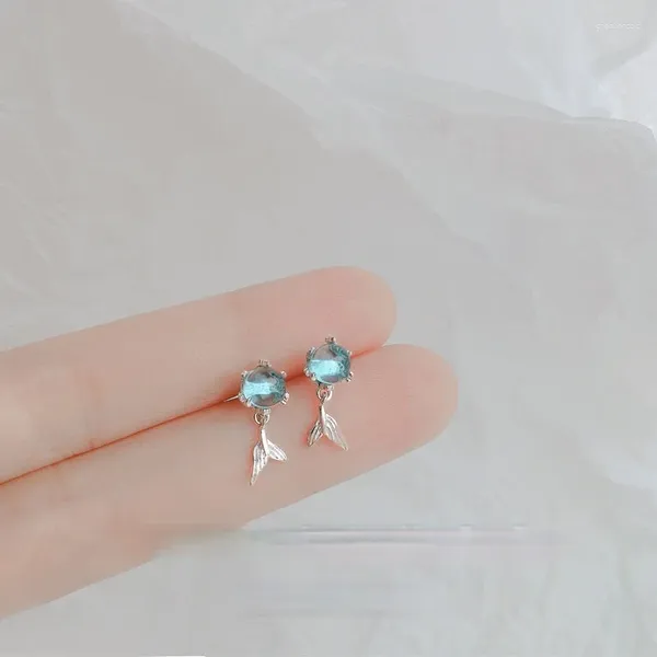 Серьги -грибы Retro Simple Blue Foam Fish Tail Fashion Silver Lady Sweet Fresh Girls Daily Wear Jewelry Jewelry