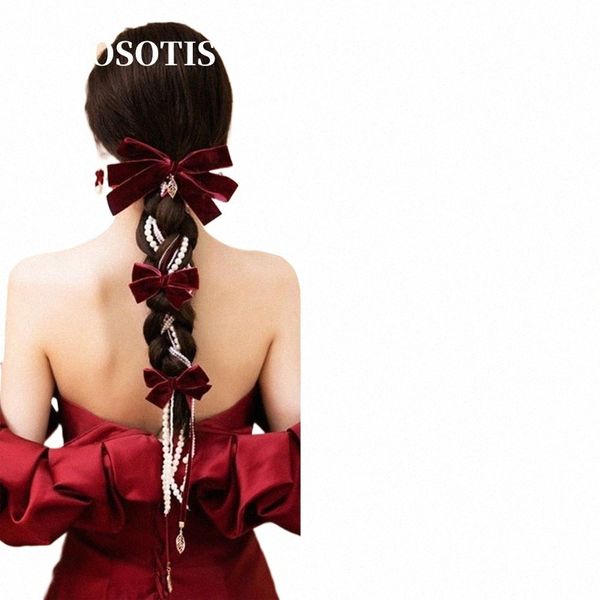 Made Made Red/Preto/Braço/Brides Barrettes Brides Tassels Torros Vermelho Dr. Pearl Tassel Hair Hair Accory 95S3#