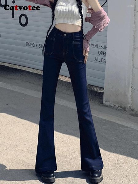 Jeans femminile yitimuceng pantaloni alti in vita per donne alla moda y2k slim tasca quadrata tasca