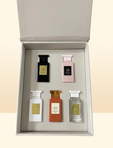 Top Parfüm Set 75ml x 54 Fabulous Rose Wood Weiß Wildleder Lavendel Pfirsich Parfüm Kit 5 in 1 Geschenkbox für Frau Delive 6918334