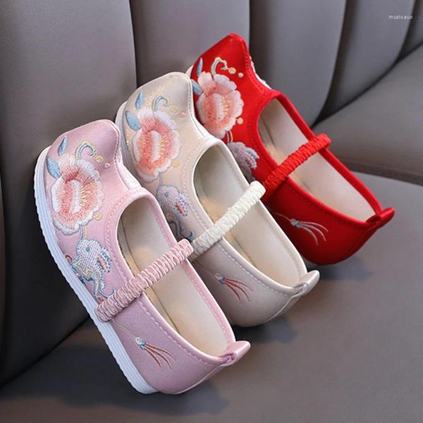 Sapatos casuais Flats Flats Lace Big Flower Princess Party Performance Baby Student Girl for Kids Soft Sole