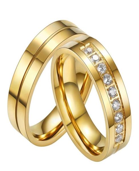 Свадебные кольца CZ Love Rings для пар, женщины, мужские любовники, пары колец, наборы полоса Silvergold Color Crystal циркон настройка канала JE8436319