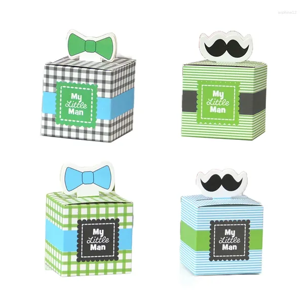 Wrap regalo 10/20/30pcs Bow Mini Beard Candy Box Birthday Souvenir Treat Kids Baby Show Boxes Packaging Packaging Party Forniture