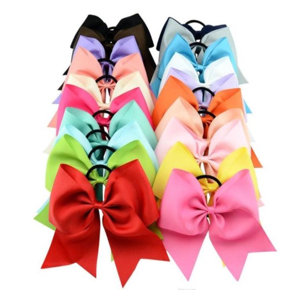 Big Bowknot Solid Girls Amigo Saç Bows Grograin Şerit Tezahürat Bow Elastik Bant Alacak kuyruğu Saç Tutucu Kız için 5982124493