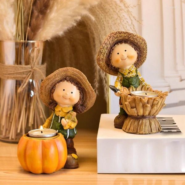 Candele Ringraziamento Ringraziamento Girl Girl Tealight Holder Centero Autunno raccolta Figurina Figurina fata da giardino statue decorazione