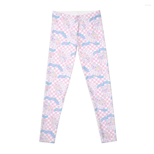 Copia di pantaloni attivi del modello di torta di compleanno leggings a scacchi rosa per fitness da golf abbigliamento da ginnastica femminile