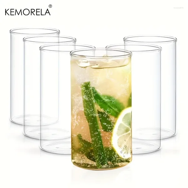 Copos de vinho 6pcs Conjunto de xícara de vidro transparente 445/560ml de suco de suco de suco de leite de chá de café suportar lava -louças Limpeza