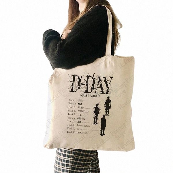 Agust D Pattern Guida per le spalle tota World Tote Bag Sagni di tela casual Bag di Music Lage Bag B4OK#