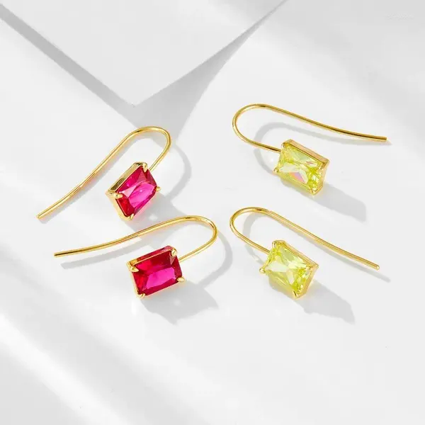 Stud Küpe Peridot Garnet Kırmızı Taş Zirkon Takı 14K Altın Kaplama 925 STERLING Gümüş Kancalar Kadınlar Güzel