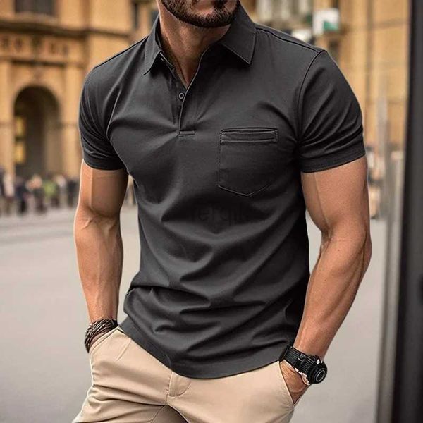 Herren lässige Hemden Herren Sommer lässiger kurzärmeliges Polo-Hemd Büro Mode Revers Pocket T-Shirt Herren Atmungsbekleidung 24416