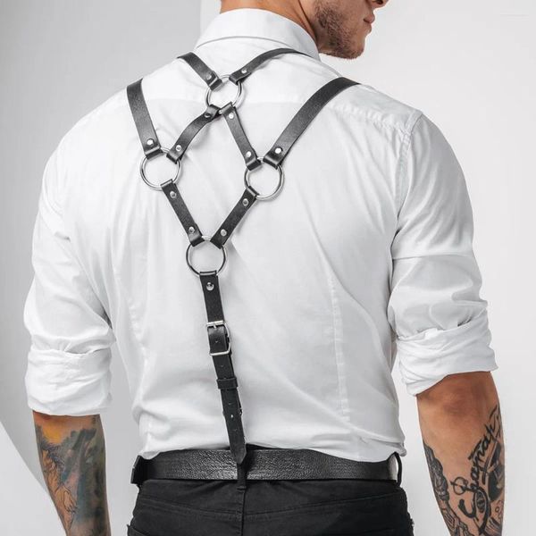 Sutiãs definem gays cura -rave masculino peito de couro ajustável sexual lingerie corporal bondage sutiã cinturões de fetiche roupas de fetiche