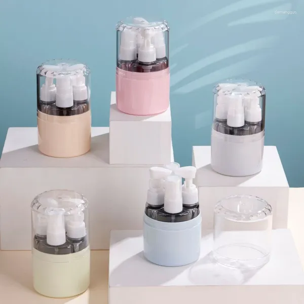 Bottiglie di stoccaggio 4 pezzi 4 pezzi trasparente per il trucco per distributore di bombe per la panna estetica pumpless per la lozione gel 5 colori