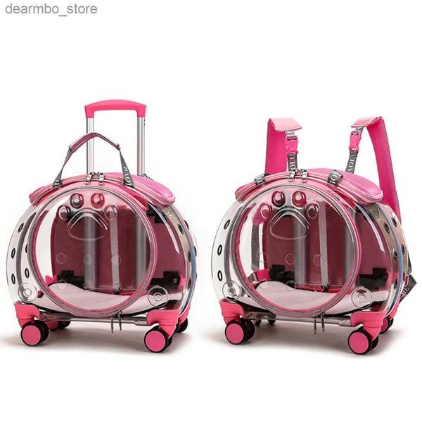 Katzenträger Kisten Häuser Mode pink tragbare Klare Ansicht Trolley Do Cat House Travel Rucksack Haustierträger L49