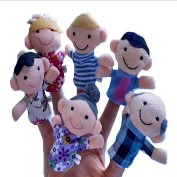 6pcs/Los Familie Finger Puppen Mini Plüsch Baby Spielzeug Jungen Mädchen Finger Puppenspiele Handy Puppentuchpuppe Toys Ll