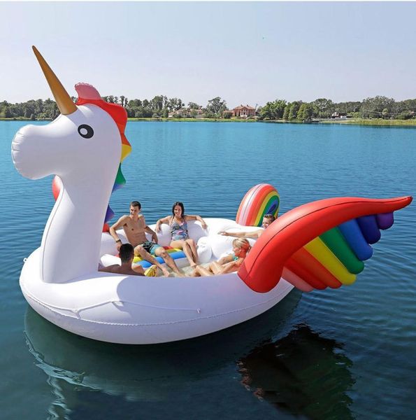 2020 Novo 68 pessoas enormes piscinas flamingo gigante gigante inflável Ilha da piscina de unicórnio para festa da piscina Flutuante Boat7676728