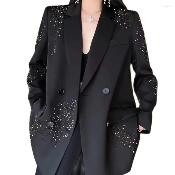 Abiti da donna 2024 campola autunno primaverile giacche blazer nere blazer nere stinco di diamanti stellati blazer cappotti in uscita wv247