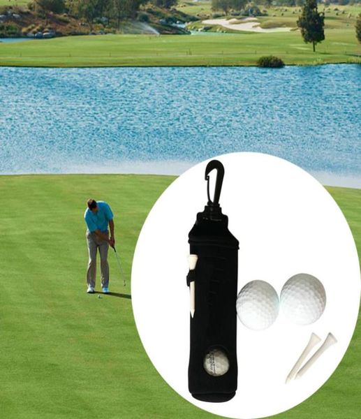 Taşınabilir küçük golf topu torbası golf tees tutucu taşıma depolama çantası neopren kese döner bel kemeri klip 4020616