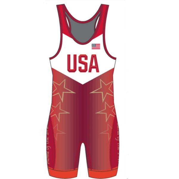 Sets Hot Sale Hot Sale Men's Wrestling Singlet Uniform Singlets Clothing USA Blue Wrestling Gear