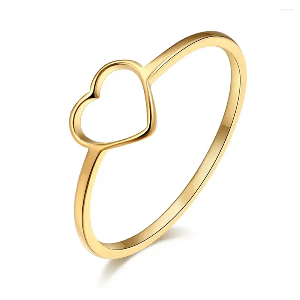 Ringas de cluster cacana aço inoxidável LuckyOverflow Friend Fashion Color Gold Casded Heart Shaped Wedding for Woman Jewelry Gift R349