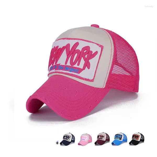 Top Caps Yaz Erkekleri Kadınlar Mesh Pamuk Nakış Yaması Beyzbol Trucker Cap Cap Sıkıntı Moda Sokak Casquette Gorras Sunhat Topee