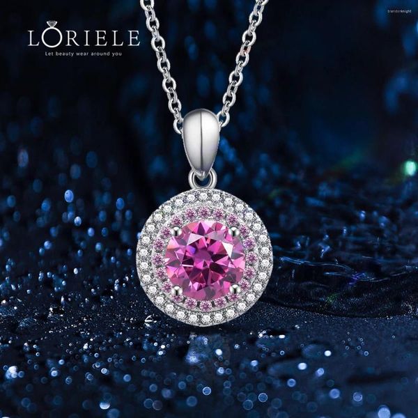 Correntes Loriele S925 Prata esterlina 1 D Color Rosa Colar de diamante rosa Missanita Chapa pendente feminina para jóias de casamento