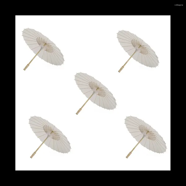 Regenschirme 5pcs Papier Parasol 60 cm Strand Regenschirm weiße DIY -Pographie Requisiten für Babyparty -Party Hochzeit