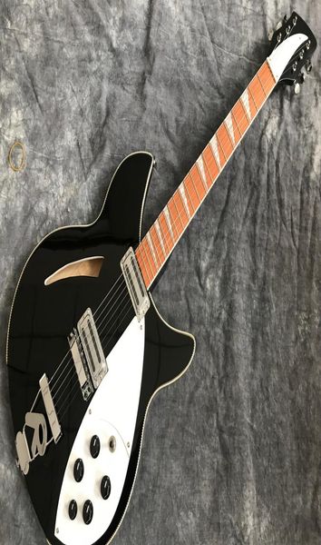 Ricken Semihollow Vücut Elektro Gitar Klavye Armut Ahşap Binası Beyaz Krom Donanım Renk Black5991677