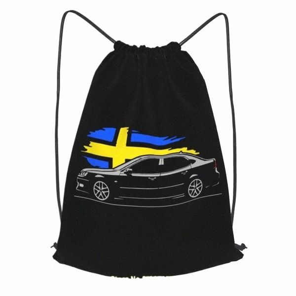 Für Saab 9 3 Aero -Fans Turbo 9 3x 1 8t 2 8t V6 Klassische Schwedische Sportscar Draw String Backpack School Sports Bag V8U0##