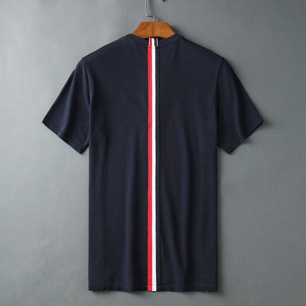 JL Yuvarlak Boyun T-shirt Modaya Geri Orta Şerit İnci Mesh T-shirt Sırt Şerit Günlük Kısa Kollu T-Shirt Erkek