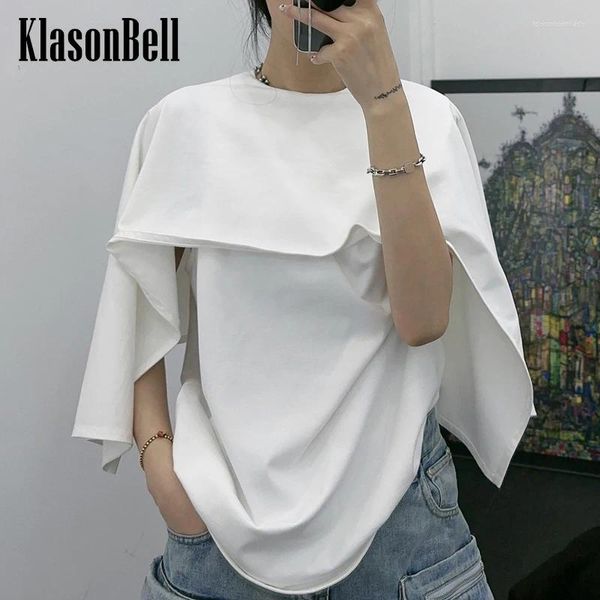 Kadınlar Tişörtleri 3.20 Klasonbell 2024 Moda Pelerin Patchwork Outper Geri Fermuarı Gevşek All Makkurlar Pamuk T-Shirt Üstü Kadınlar