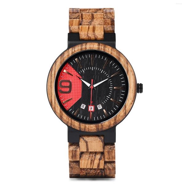 Orologi da polso colorati di legno da uomo orologi in quarzo analogico da appuntamento in legno orologio da polso casual di lusso fatti a mano con scatola per uomini