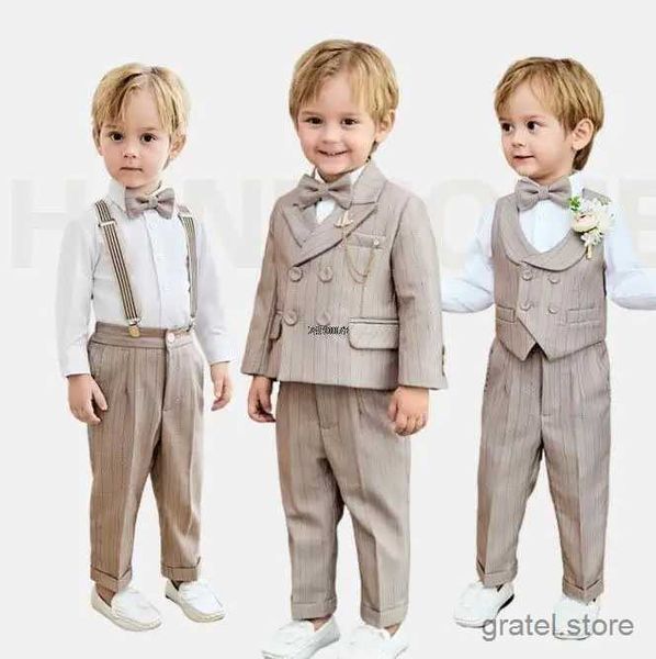 Ternos meninos meninas khaki luxuoso vestido de aniversário crianças beaufitul terno infantil festas de casamento formal festas de dança tuxedo