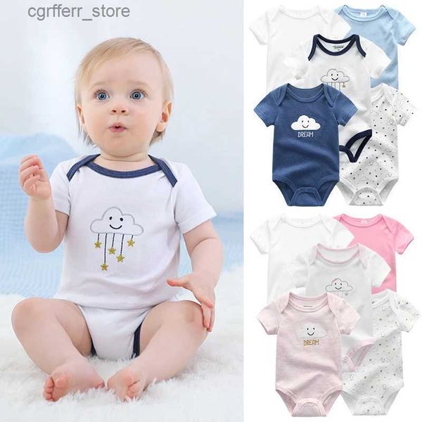 Rompers kiddiezoom 5pcs/lot yenidoğan bodysuit% 100 pamuklu erkek bebek yaz tulum 2022 sonbahar yürümeye başlayan kız pembe kıyafetler infant onesie sevimli l410