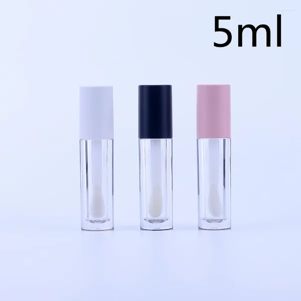 Speicherflaschen 10pcs 5 ml Lipgloss leere Kunststoffrohre Exquisit Mini Clear Lipgloss Packaging Container mit rosa Mattdeckel 3 Farben