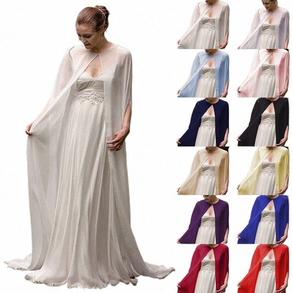 CHIFF de noiva do casamento LG Cape Dinner Party Formal Lady Cloak O-Gobes Mulheres Shawl Soft Elegante Bolero Branco Preto X163#