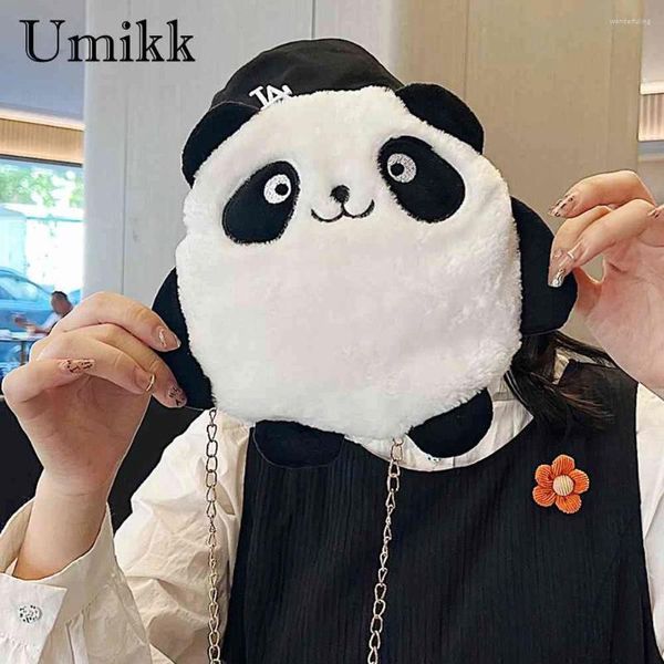 Abendtaschen süße Panda Handtaschen kreative lässige Mode warme weiche tragbare Schulter Frauen stilvolle literarische Plüsch Messenger