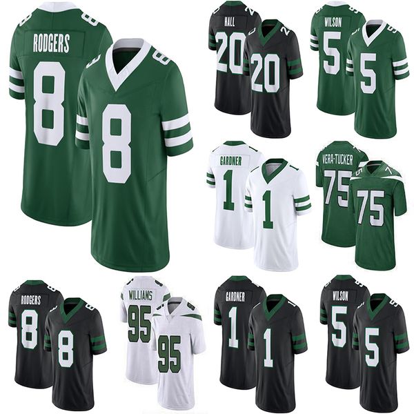 2024 Aaron Rodgers 5 Garrett Wilson Ahmad Molho Gardner Jerseys Breece Hall Quincy Quinnen Williams Haason Reddick CJ Mosley Mark Gastineau Darrelle Revis Revis