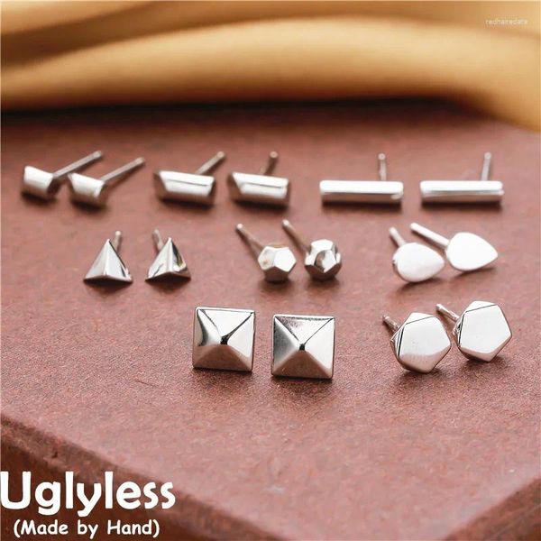 Bolzenohrringe hässliche multi -geometrische Mini -Frauen funkelnd Hochglänzung 925 Silberdreieck Hexagon Cube Cuboid Studs Einfacher Brincos