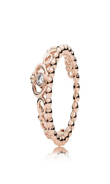 18k Rose Gold Princesa fofa Tiara Ring com caixa original para p real jóias de casamento de prata esterlina para mulheres meninas CZ Diamond noivado Presentes Rings set8167390