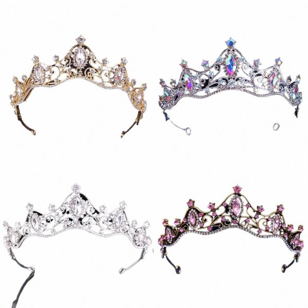 corona barocca Rhineste headdr la regina tiara ballo party diadem wave tiara panoramica da donna capelli per matrimoni Accorie a1of#