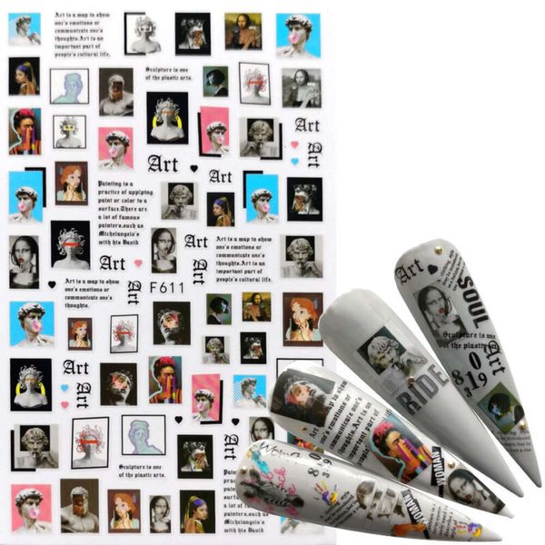 1pcs 3D модный плакат портрет цветочные наклейки украшения DIY наклейки на арт аксессуары для ногтей