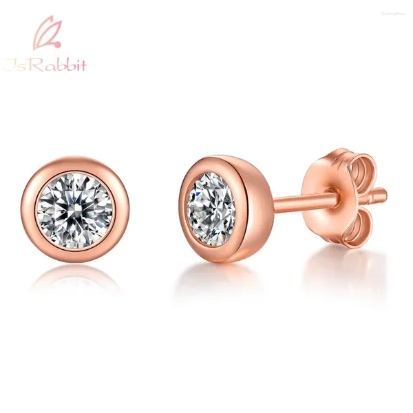 Orecchini per borchie israbbit rosa oro rosa placcata 925 sterling argento tutto moissanite diamond bubble anniversario goccia di gioielli fine